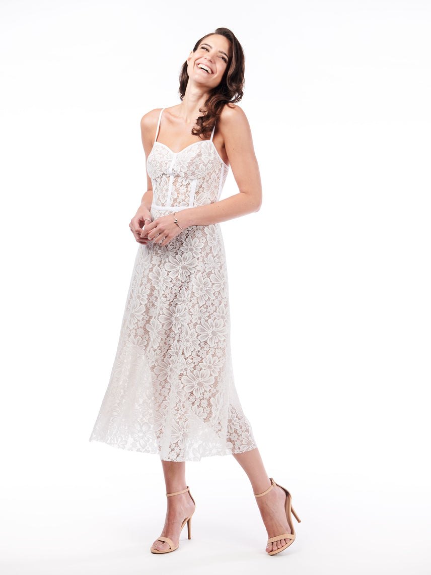 Evoluxxy INA Elsie Lace Dress White Pike And Rose, 55% OFF